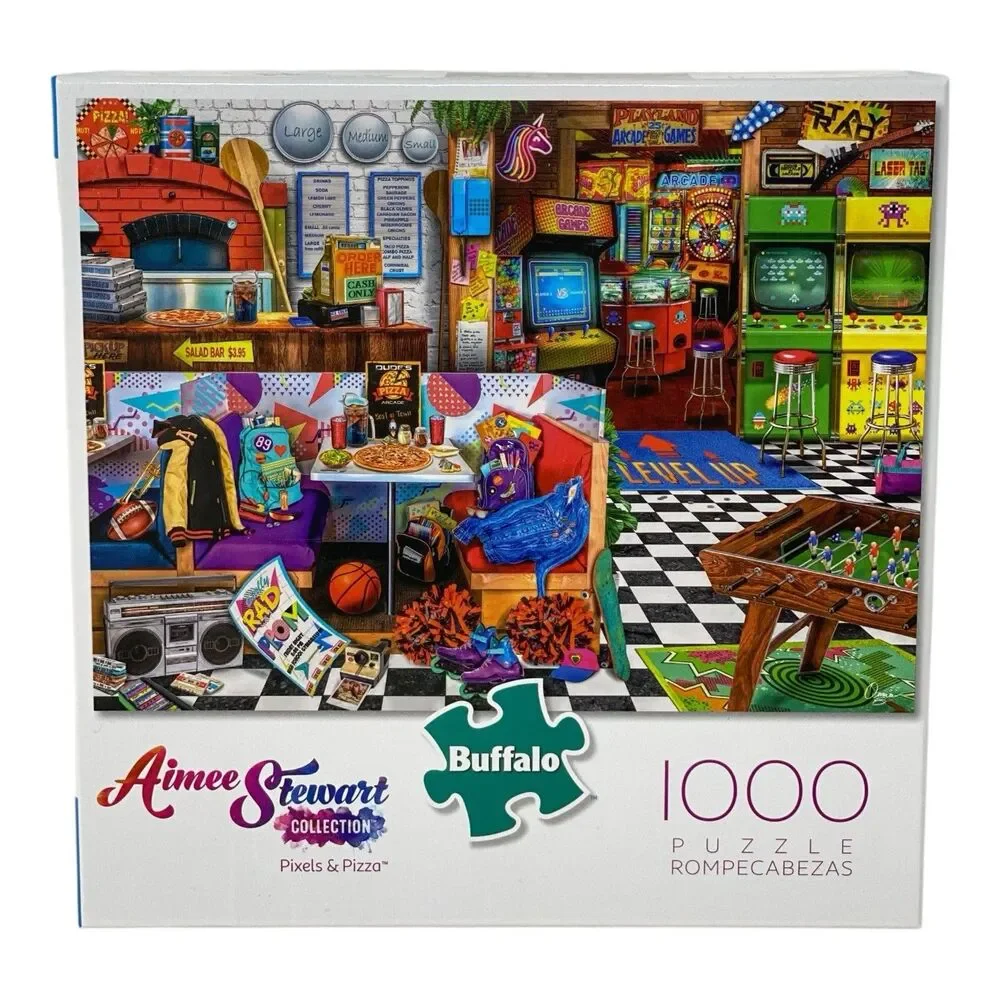 Buffalo Games Aimee Stewart Pixels & Pizza 1000 Pc Jigsaw Puzzle Retro Arcade